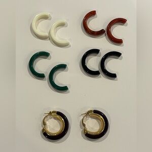 Vintage Trifari Crown Interchangeable Hoop Earrings For Pierced Ears Signed!